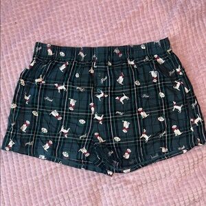 PINK Victoria's Secret Green Plaid Shorts with Dog Print